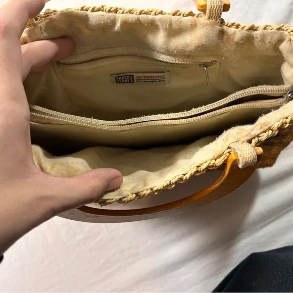 Faded Glory Rattan Tan and Brown Woven Clutch - Picture 6 of 6